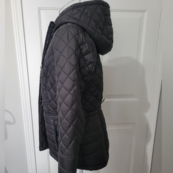 Sebby Diamond Quilted Black Hooded Puffy Jacket Quilted Coat NWT Size M - Picture 3 of 6